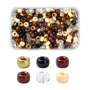 KOP120 Duży zestaw koraliki kandi oponki 9mm pony beads 480szt box złote brąz