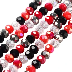 KSZ48 Koraliki szklane RONDELLE OPONKA OPONKI 6mm czerwone mix 20szt