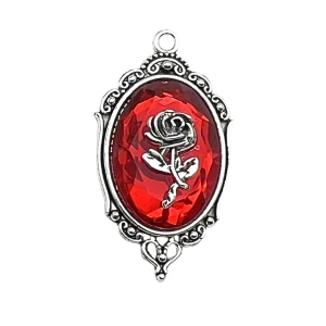 ZAW219 Zawieszka charm duży medalion kamea kryształ róża czerwona 1szt