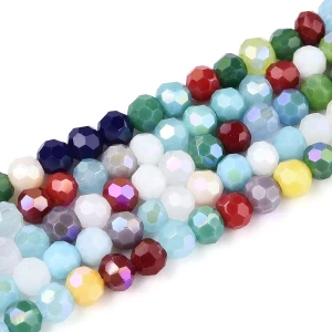 KSZ55 Koraliki szklane 4mm rondelle oponka kulki kryształ fasetowane MIX 50szt