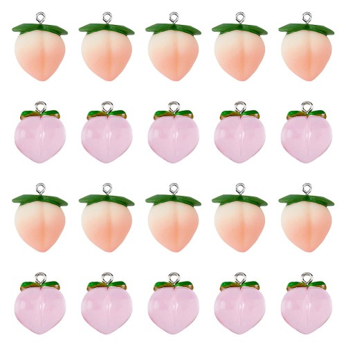 ZAW222 Zawieszki duża akrylowa brzoskwinia do bransoletek 4szt owoce mix