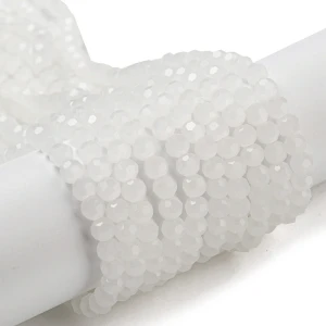 OP9 Koraliki szklane opalizujące pastelowe faset Opallo 4mm SZNUR białe 