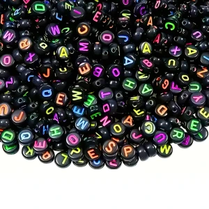 KL34 Koraliki literki PINK CZARNE neon monetki 7mm bransoletki mix 100szt