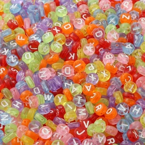 KL35 Koraliki literki PINK KOLOROWE neon monetki 7mm bransoletki mix 100szt