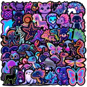 W242 Naklejki STICKER BOMB WLEPY wlepki NEON tęczowe CUTE zwierzątka 50szt.