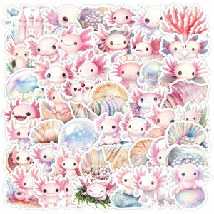 W245 Naklejki STICKER BOMB WLEPY wlepki AXOLOTL aksolotl cute kawaii 50szt