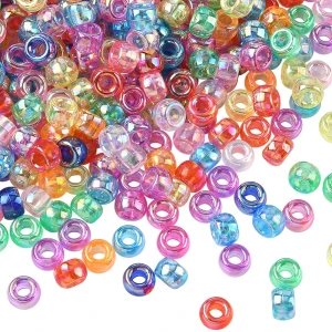 KOP131 Koraliki oponki 9mm kandi pony bead  kolorowe mix opalizujące 20szt