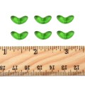 KSZ59 Koraliki szklane zielone podwójne LISTKI LISTEK listeczki 10szt