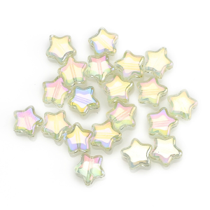 KG8 Koraliki szklane GWIAZDKI GWIAZDA opalizujące 20szt szampańskie złote