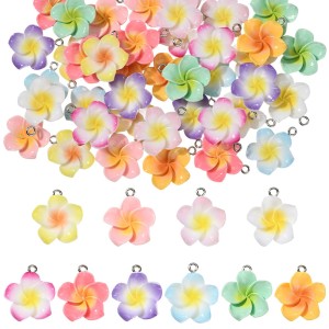 ZAW232 Zawieszki akrylowe KWIAT LEI kwiatki PLUMERIA hibiskus LOTOS 5szt