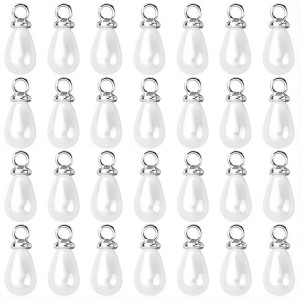 ZAW233 Zawieszki akrylowe kropla KROPELKA łezka perłowa 10mm 10szt