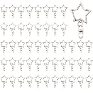 KAR18 Karabinek karabińczyk brelok przedłużka obrotowa GWIAZDA 5szt kolor srebrny 