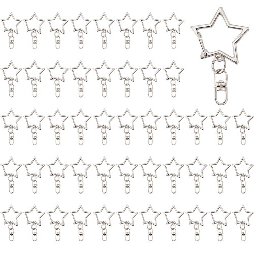 KAR18 Karabinek karabińczyk brelok przedłużka obrotowa GWIAZDA 5szt kolor srebrny