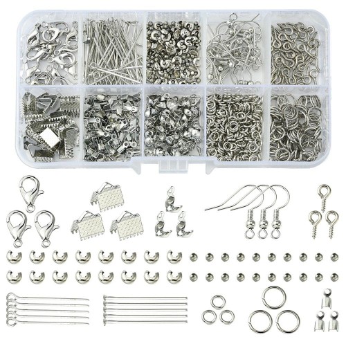 ZE20 Zestaw półfabrykatów bigle igły karabinki do biżuterii 717 elementów