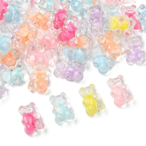 KAM15 Koraliki akrylowe MIŚ MISIE MIŚKI 18mm MIX pastelowe 2w1 10szt
