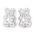 KAM16 Koraliki akrylowe metalizowane MIŚ MISIE MIŚKI 18mm srebrne 5szt
