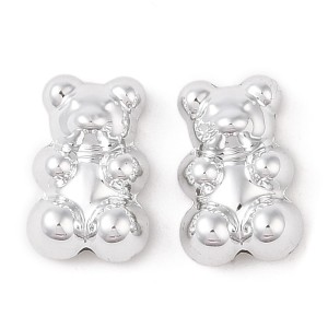  KAM16 Koraliki akrylowe metalizowane MIŚ MISIE MIŚKI 18mm srebrne 5szt