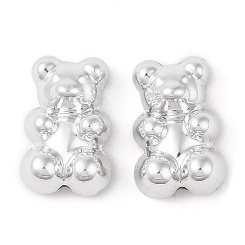 KAM16 Koraliki akrylowe metalizowane MIŚ MISIE MIŚKI 18mm srebrne 5szt