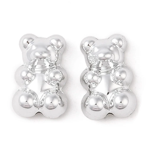 KAM16 Koraliki akrylowe metalizowane MIŚ MISIE MIŚKI 18mm srebrne 5szt