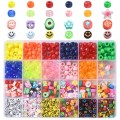 KOP133 DUŻY Zestaw koraliki akryl 740 szt pony kandi literki buźki fimo + akcesoria