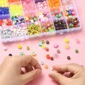 KOP133 DUŻY Zestaw koraliki akryl 740 szt pony kandi literki buźki fimo + akcesoria