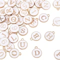 ZAW237 Zawieszki ALFABET LITERY literki cyfry zestaw 36szt metalowe z emalią białe