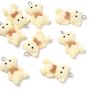 ZAW238 ZESTAW Zawieszki żywica kawaii MIŚ MISIE miśki 2szt kremowe