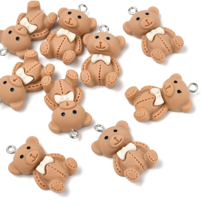 ZAW239 ZESTAW Zawieszki żywica kawaii MIŚ MISIE miśki 2szt brązowe