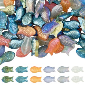 KSZ63 Koraliki szklane opalizujące ryba rybka RYBKI miks kolorów 10szt