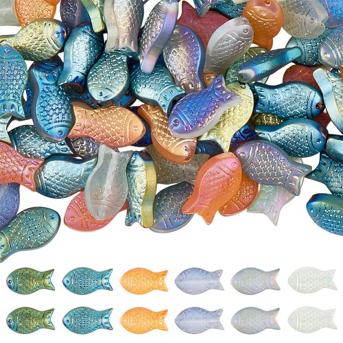 KSZ63 Koraliki szklane opalizujące ryba rybka RYBKI miks kolorów 10szt