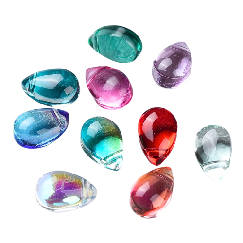 KSZ65 Koraliki szklane opalizujące łezka kropla KROPELKI miks kolorów 20szt