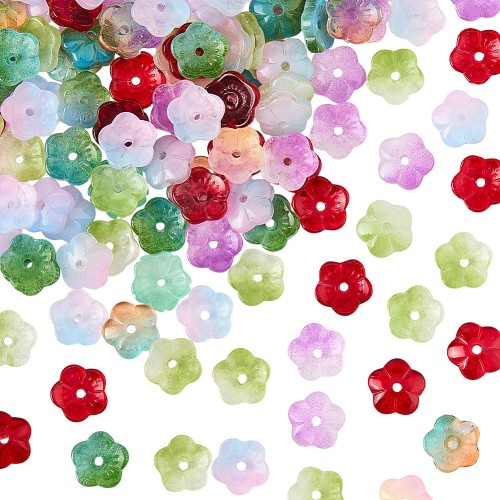 KSZ66 Koraliki szklane opalizujące kwiatek KWIATUSZKI kwiatki miks kolorów 20szt
