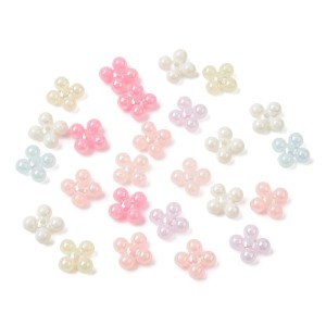 KOK169 Koraliki akrylowe KWATUSZEK kwiatki kulki MIX kolorowe opalizujące 20szt