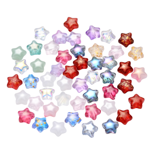 KG17 Koraliki szklane gwiazdki opalizujące 20szt wielokolorowe miks piękne