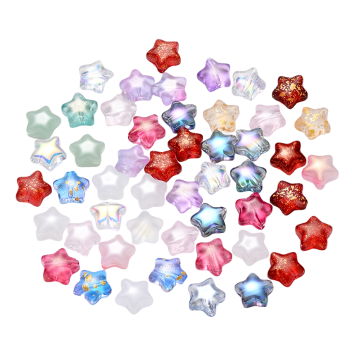 KG17 Koraliki szklane gwiazdki opalizujące 20szt wielokolorowe miks piękne