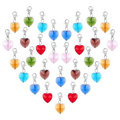 ZAW240 Zawieszki mini brelok kryształowe serce serduszko SERDUSZKA 7szt