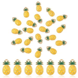 ZAW244 Zawieszki metalowe emaliowane ananas do bransoletek 5szt owoc