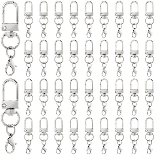 KAR25 Karabinek karabińczyk brelok obrotowy z zapięciem zestaw 5kpl platynowy