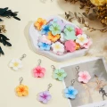 ZAW247 Zawieszki PLUMERIA kwiat zestaw 7szt mini breloki karabinek