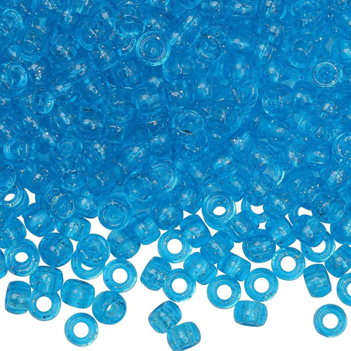 KOP136 Koraliki kandi oponki akryl 9mm warkoczyki pony bead niebieskie przezroczyste 20szt