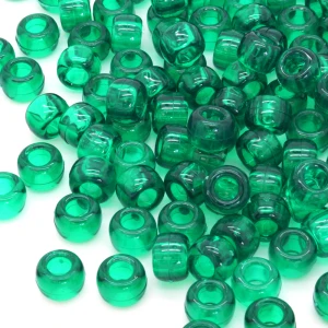 KOP137 Koraliki kandi oponki akryl 9mm warkoczyki pony bead zielone przezroczyste 20szt
