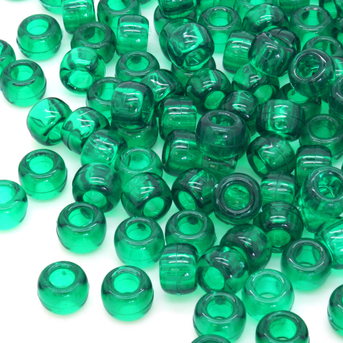 KOP137 Koraliki kandi oponki akryl 9mm warkoczyki pony bead zielone przezroczyste 20szt