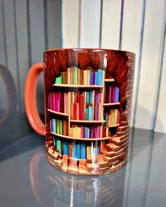 KB3 Biały kubek ceramiczny z uchem SZALONA BIBLIOTECZKA 330ml