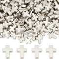 CCB5 Koraliki krzyże krzyżyki srebrne z akrylu galwanizowane metaliczne 10szt
