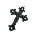 ZAW254 Zawieszka metalowa duża GOTYK krzyż kwiaty czarny alternative 1szt