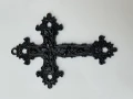 ZAW254 Zawieszka metalowa duża GOTYK krzyż kwiaty czarny alternative 1szt