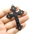 ZAW254 Zawieszka metalowa duża GOTYK krzyż kwiaty czarny alternative 1szt