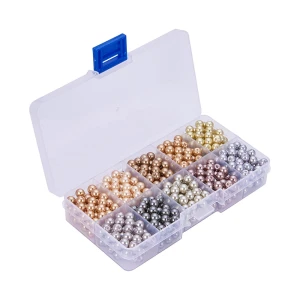 ZSZ8 Zestaw koralików szklanych kule kulki 6mm perełki brązy szare 600szt