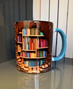 KB4 Biały kubek ceramiczny z uchem SZALONA BIBLIOTECZKA 330ml