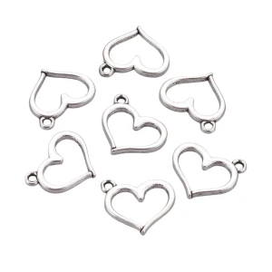 ZAW260 Zawieszki charm metalowe serce serduszko SERCA ramka 10szt